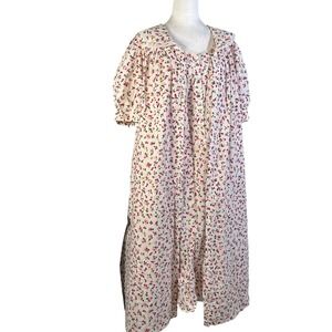 VTG Willow Creek‎ Floral Cotton Gown Lounger Dress Cottagecore Medium M Made USA